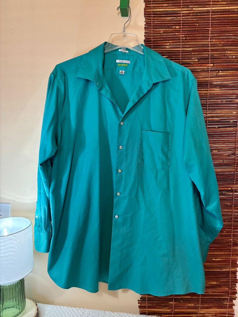 Van Heusen Teal Turquoise Dress Shirt Big Tall 19 34/35 EUC